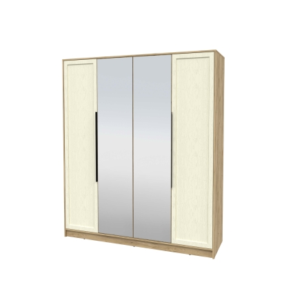 Шкаф распашной Тренд КТ-Ш4 (з) (Дуб золотой ЛДСП/ Дуб снежный ЛМДФ) Ш1800 В2128 Г547